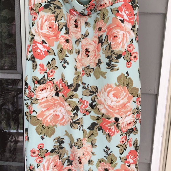 woman acacia aqua colored floral pencil straight skirt size 3x  EUC - Picture 5 of 9